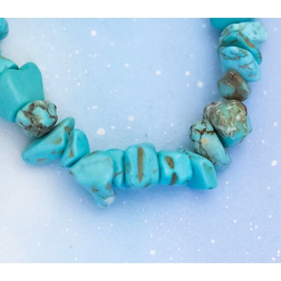 Vintage Mermaid Aquamarine Blue Stones Beaded Bracelet | 7 inch | J28 - Picture 2 of 3